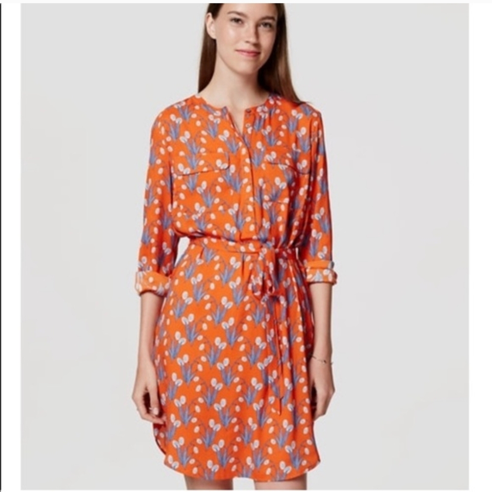 LOFT Vibrant Floral Shirt Dress